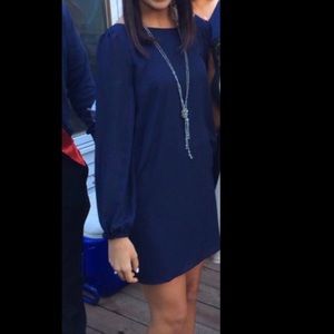 long sleeve navy dress